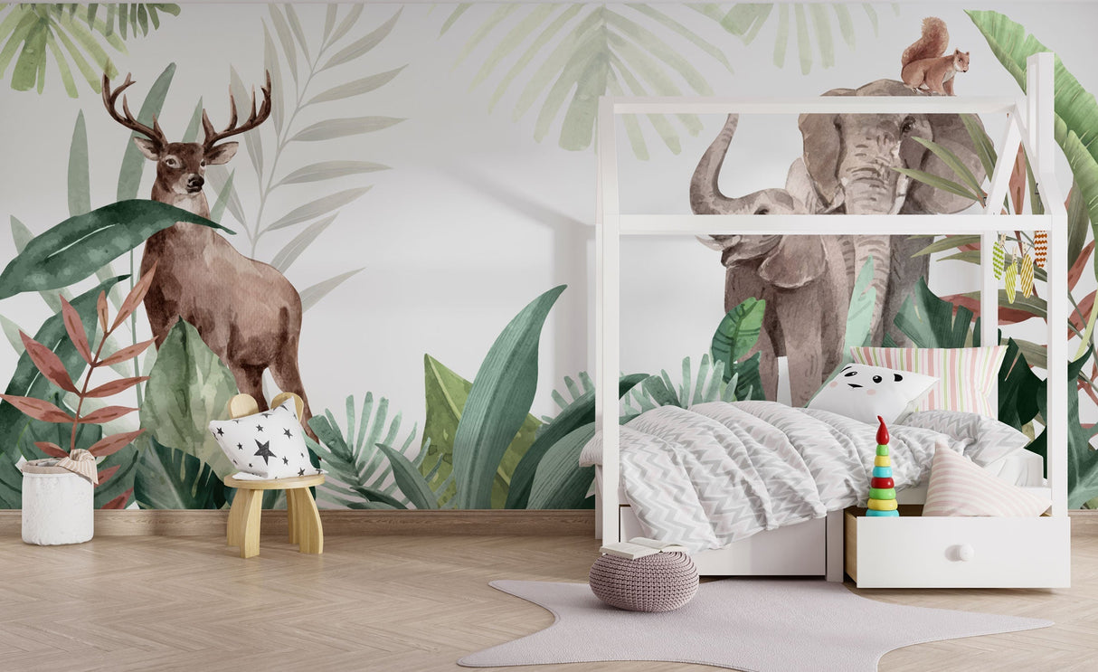 Jungle Safari Theme Kids Room Wallpaper Mural-ChandeliersDecor