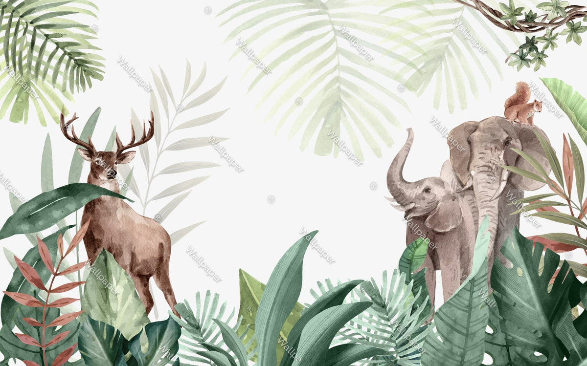 Jungle Safari Theme Kids Room Wallpaper Mural-ChandeliersDecor