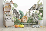 Jungle Safari Wallpaper Mural - Vibrant Wildlife Wall Decor-ChandeliersDecor.com