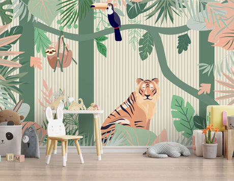 Jungle Theme Safari - Kids Room Wallpaper Mural-ChandeliersDecor.com
