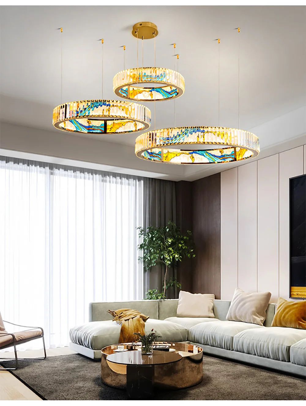 K9 Crystal Luxury LED Chandelier - Multi-Color Crystal Elegance-ChandeliersDecor