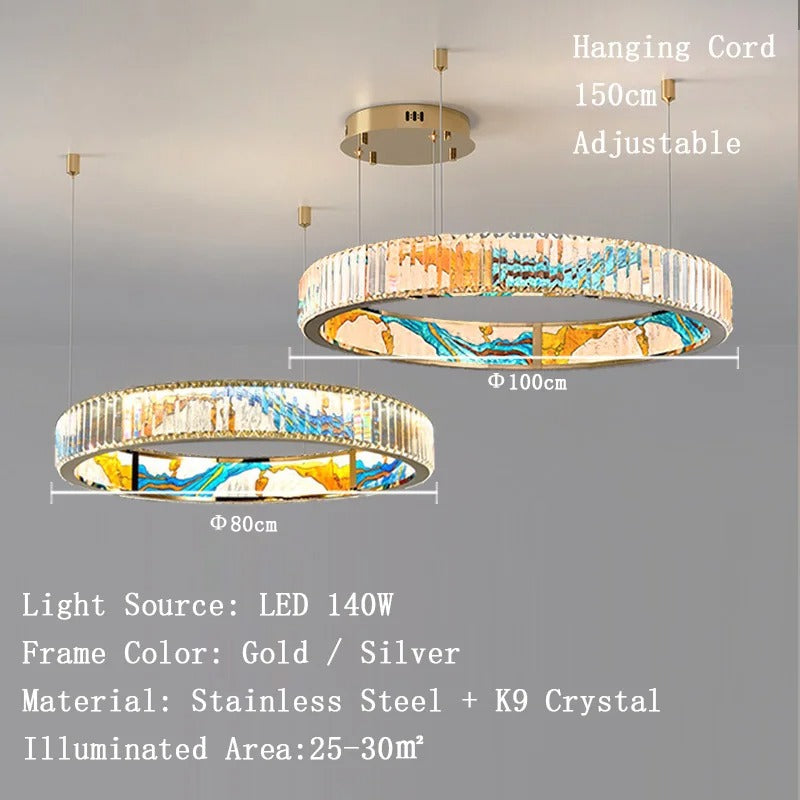 K9 Crystal Luxury LED Chandelier - Multi-Color Crystal Elegance-ChandeliersDecor