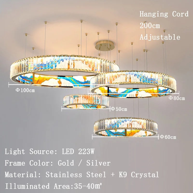 K9 Crystal Luxury LED Chandelier - Multi-Color Crystal Elegance-ChandeliersDecor