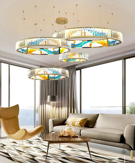 K9 Crystal Luxury LED Chandelier - Multi-Color Crystal Elegance-ChandeliersDecor