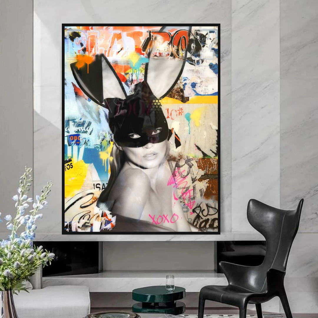 Kate Moss Bunny Poster: Iconic Artwork featuring Kate Moss-ChandeliersDecor