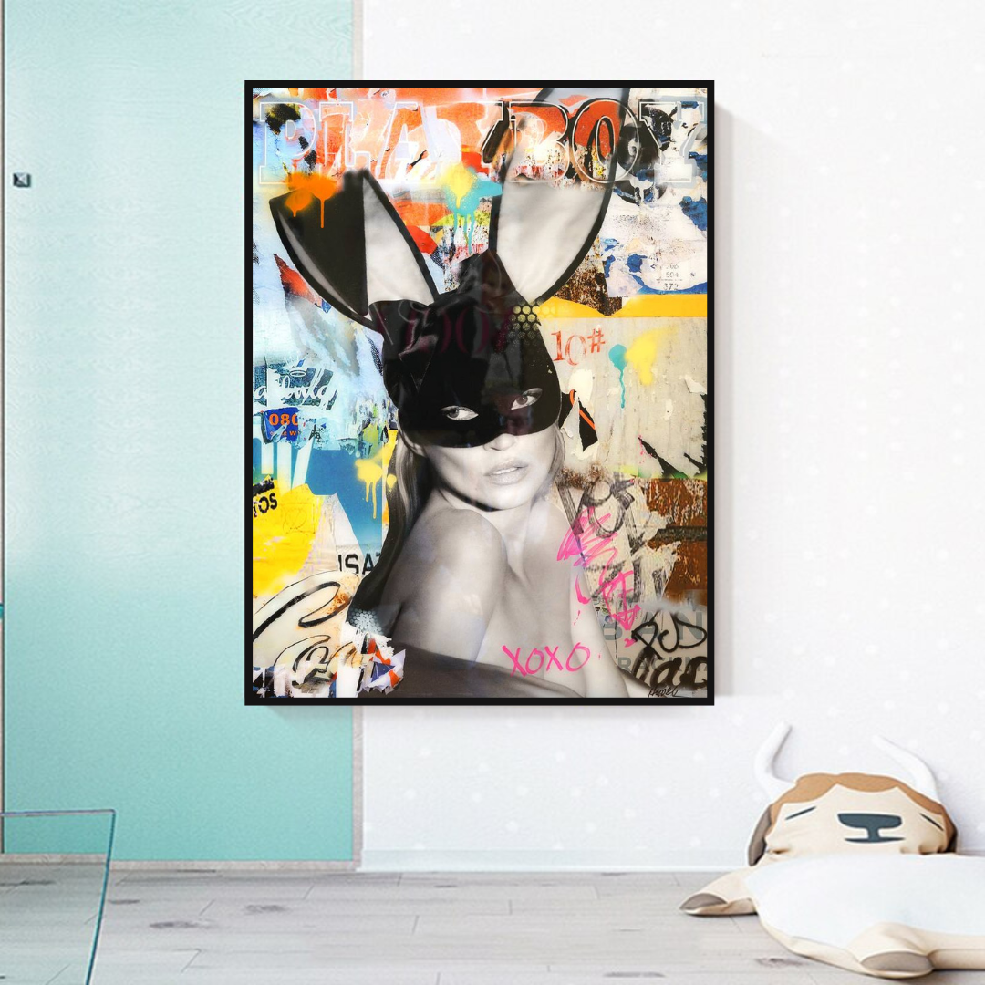 Kate Moss Bunny Poster: Iconic Artwork featuring Kate Moss-ChandeliersDecor