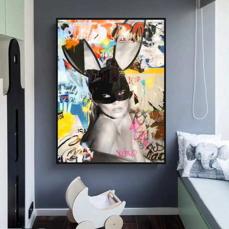 Kate Moss Bunny Poster: Iconic Artwork featuring Kate Moss-ChandeliersDecor