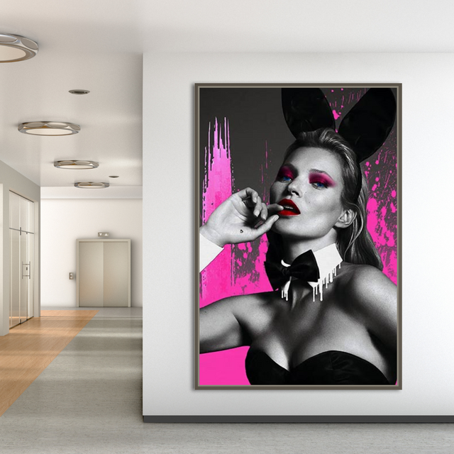 Kate Moss Pink Bunny Poster - Limited Edition Art Print