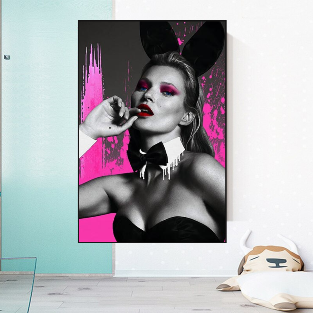 Kate Moss Pink Bunny Poster - Limited Edition Art Print-ChandeliersDecor