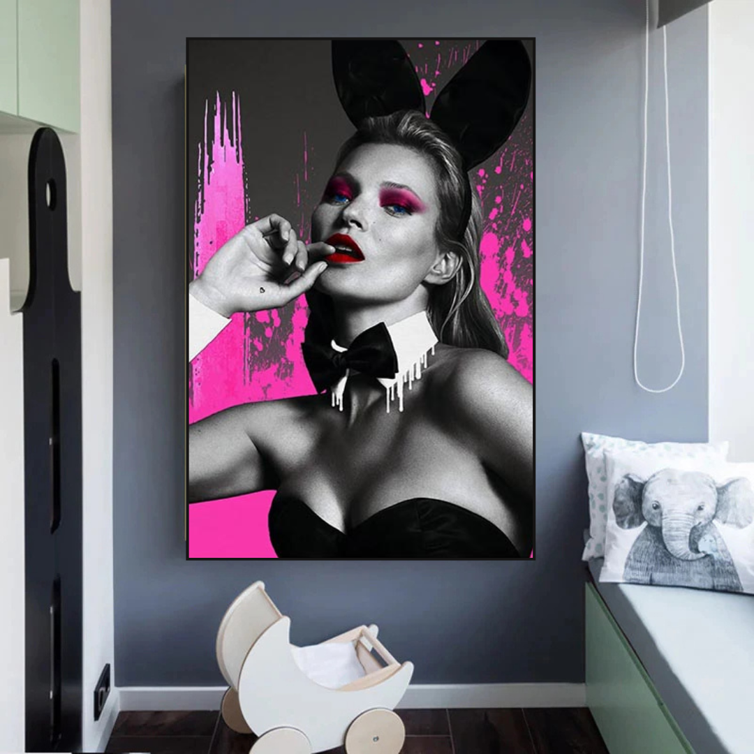 Kate Moss Pink Bunny Poster - Limited Edition Art Print-ChandeliersDecor