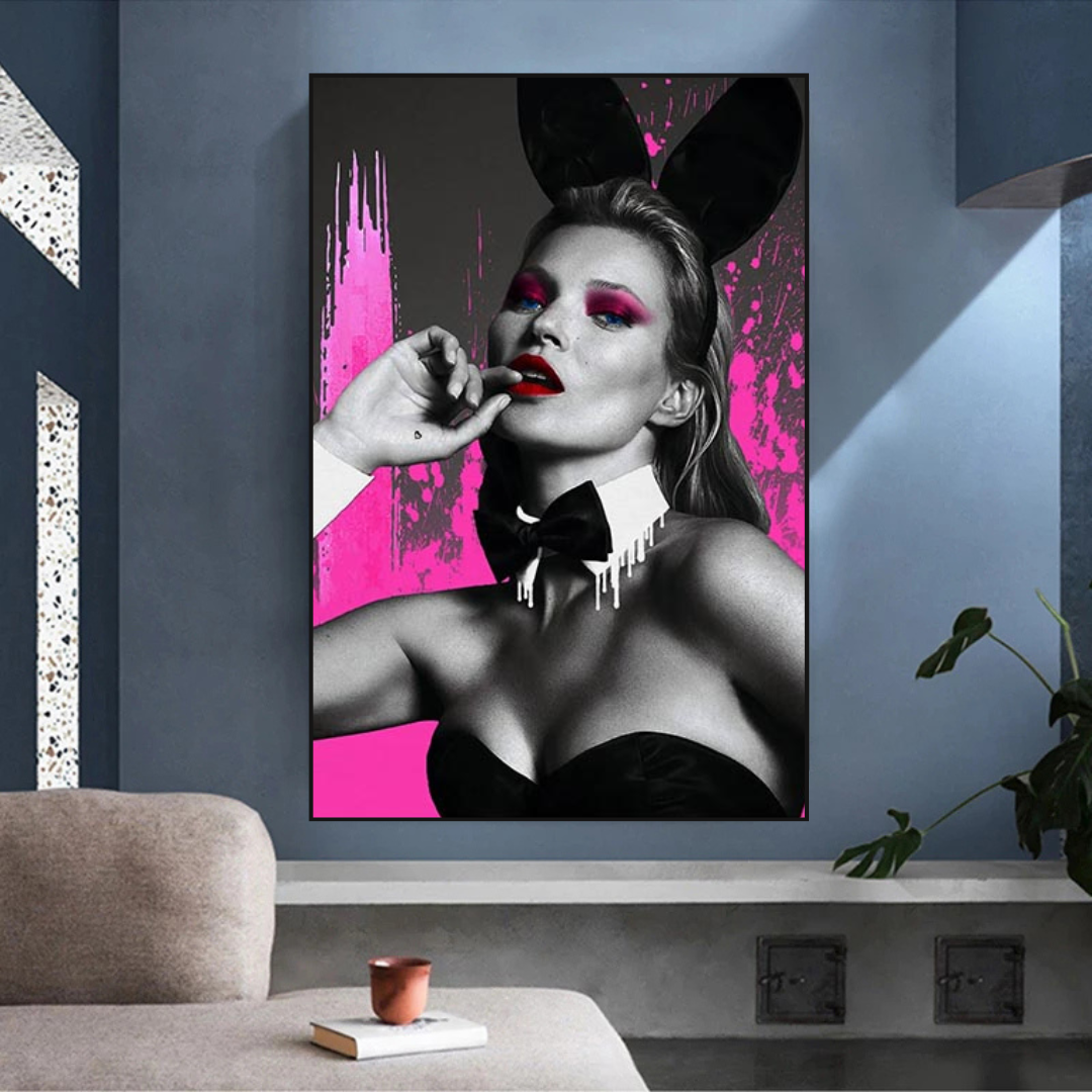 Kate Moss Pink Bunny Poster - Limited Edition Art Print-ChandeliersDecor