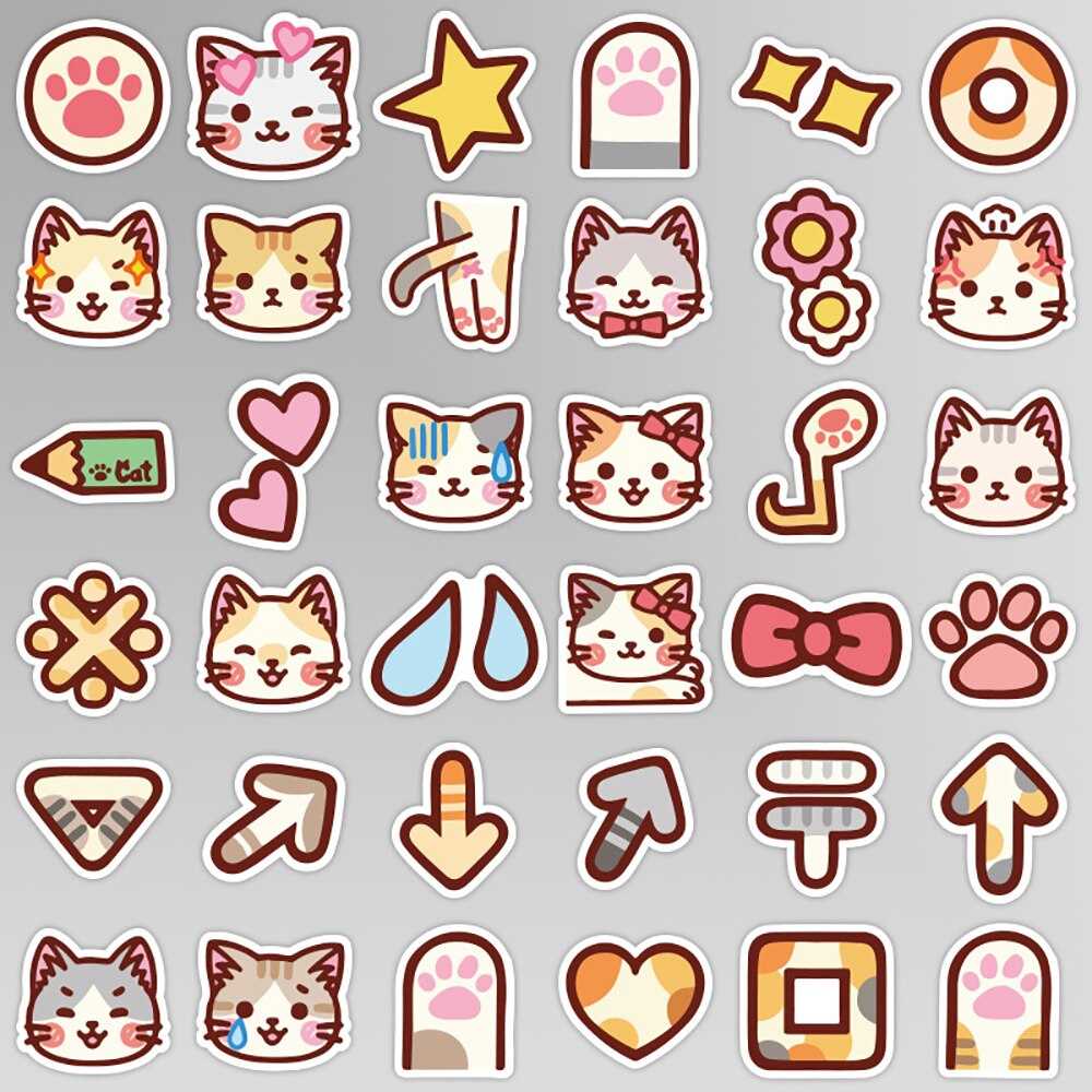 Kawaii Cat Kitty Girl Stickers Pack-ChandeliersDecor