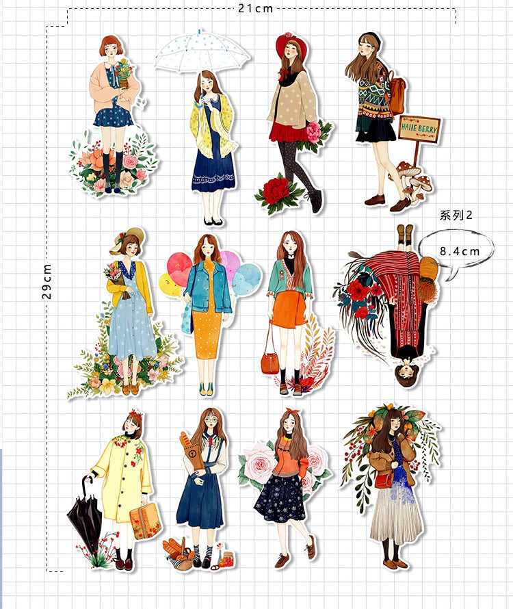 Kawaii Love Girl Stickers Pack-ChandeliersDecor