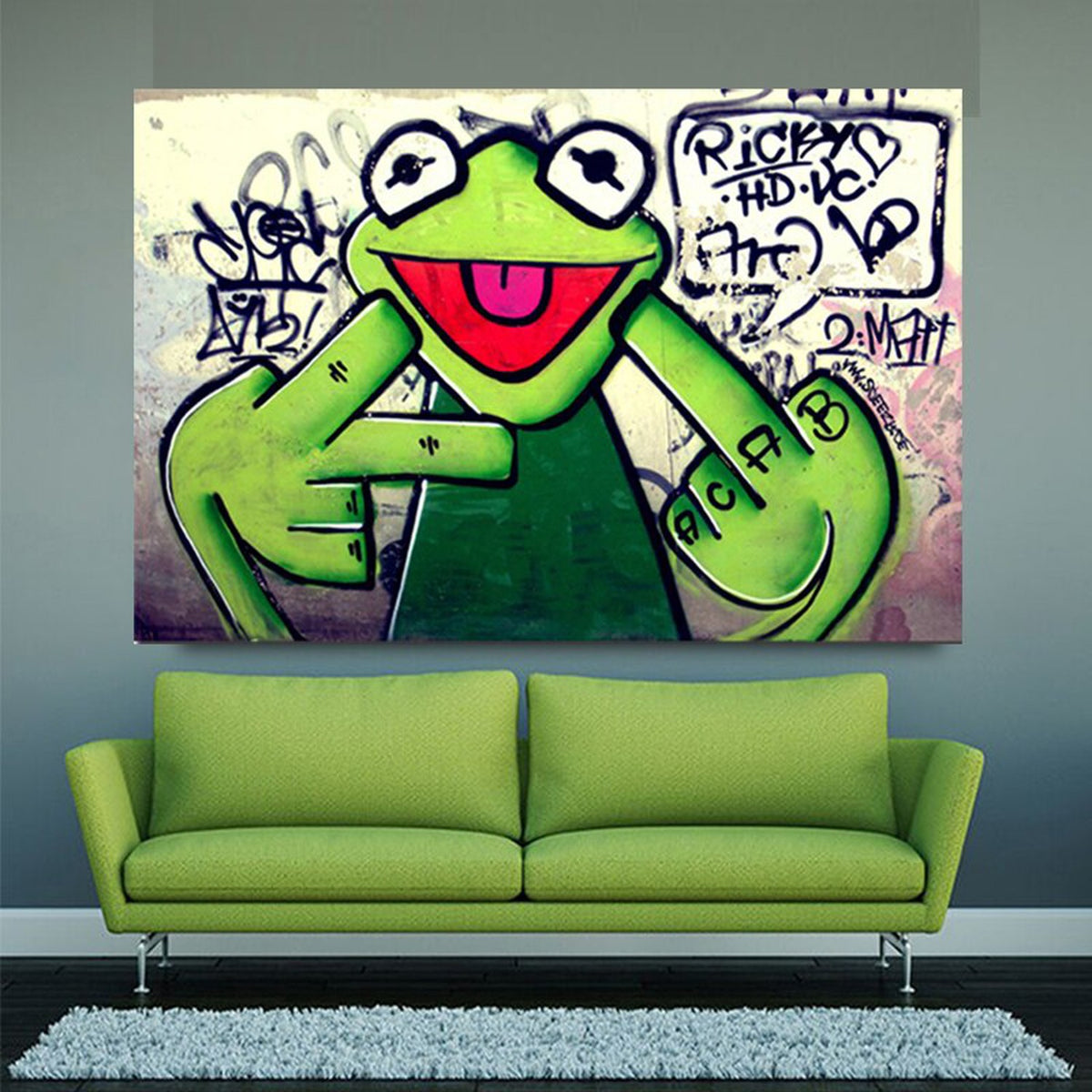 Frog Kermit Finger Canvas Wall Art
