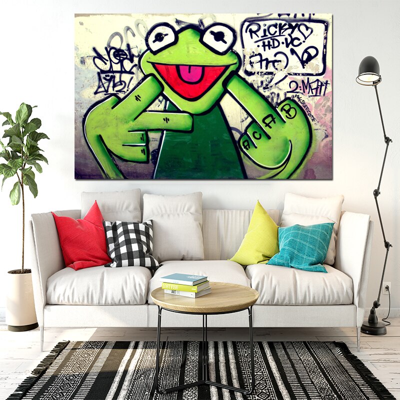 Kermit Frog Finger Canvas Wall Art-ChandeliersDecor