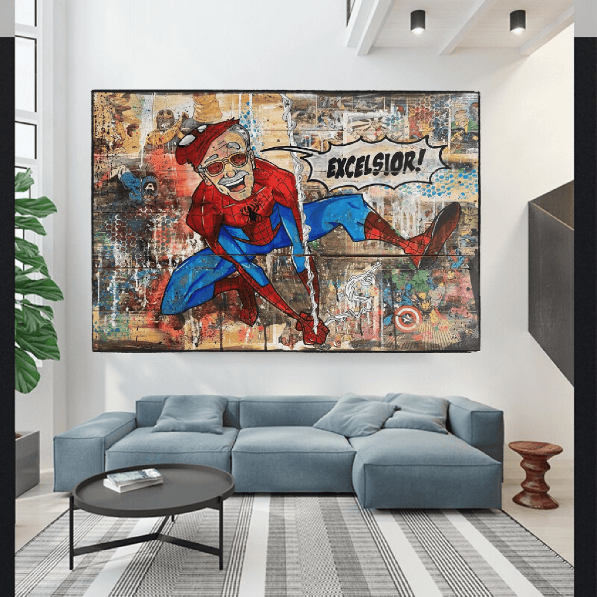 KFC Colonel Harland Sanders as Spiderman Canvas Wall Art
