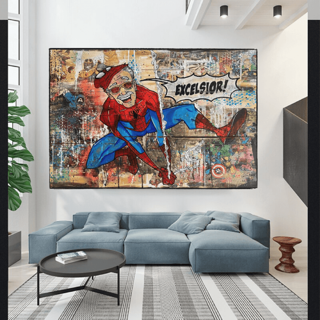 KFC Colonel Harland Sanders as Spiderman Canvas Wall Art