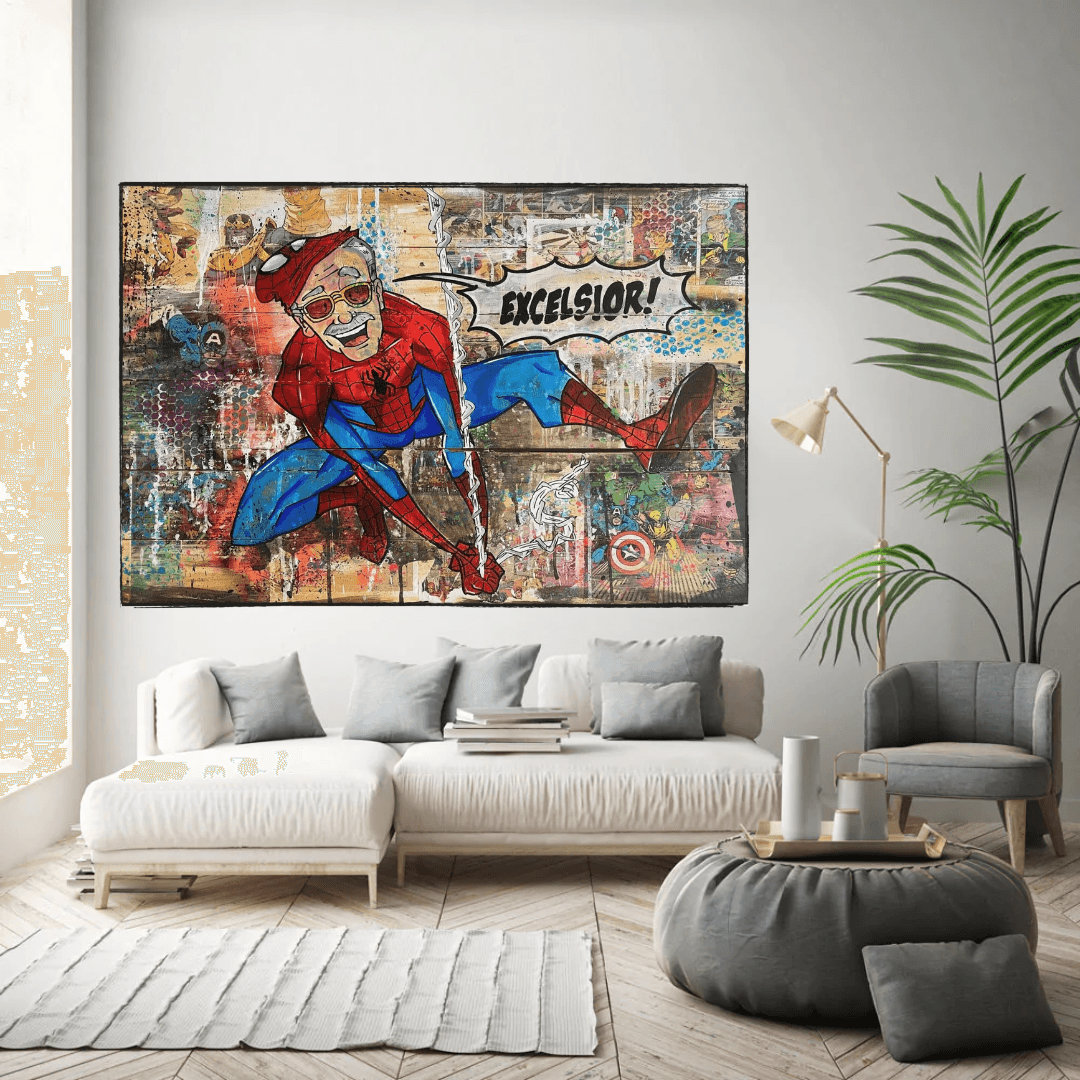 KFC Colonel Harland Sanders as Spiderman Canvas Wall Art-ChandeliersDecor