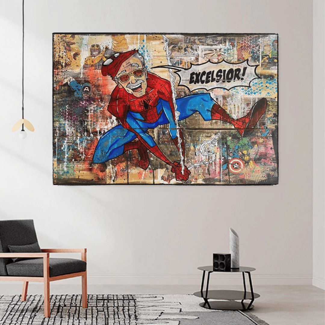 KFC Colonel Harland Sanders as Spiderman Canvas Wall Art-ChandeliersDecor