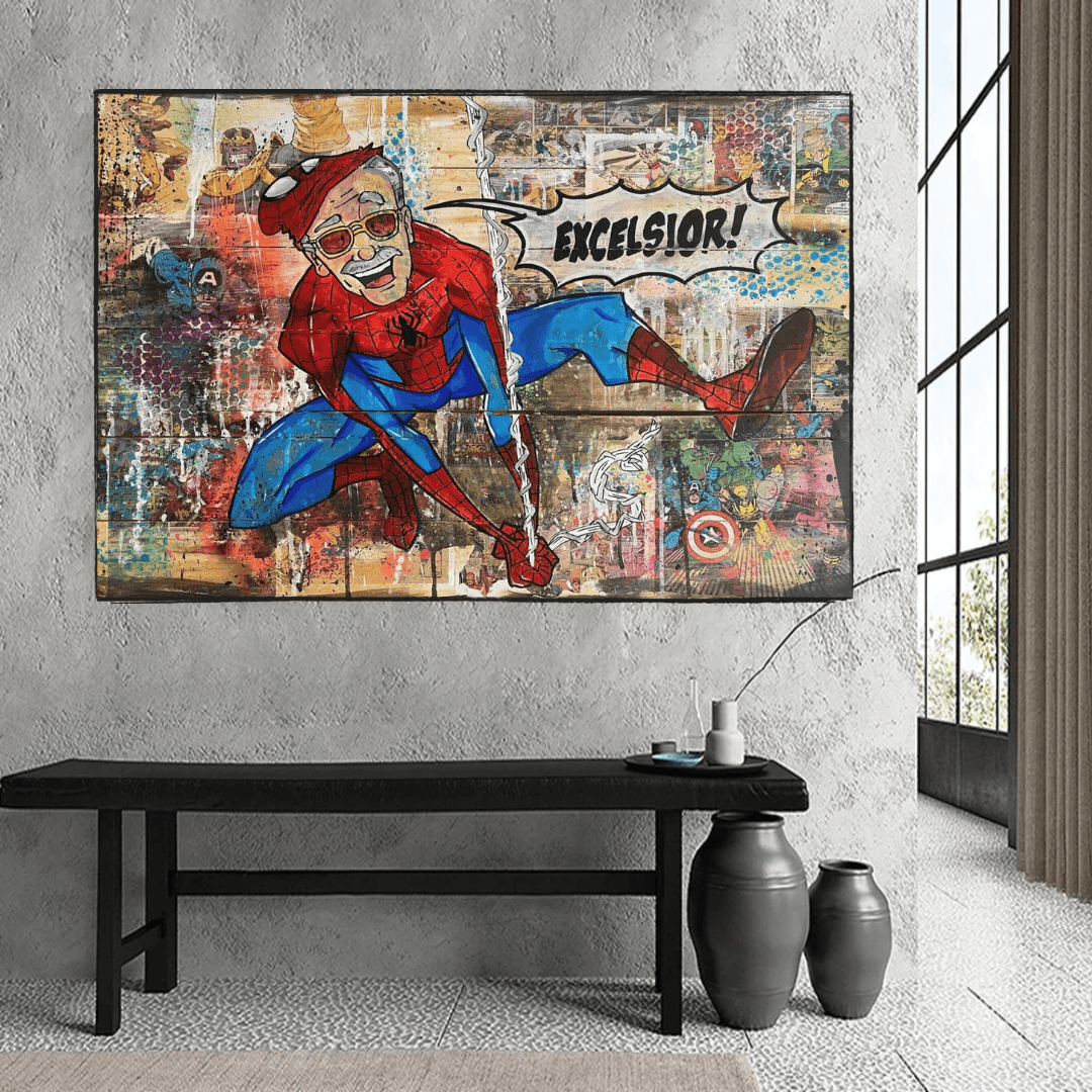 KFC Colonel Harland Sanders as Spiderman Canvas Wall Art-ChandeliersDecor