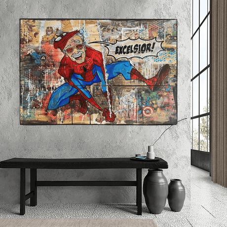 KFC Colonel Harland Sanders as Spiderman Canvas Wall Art-ChandeliersDecor