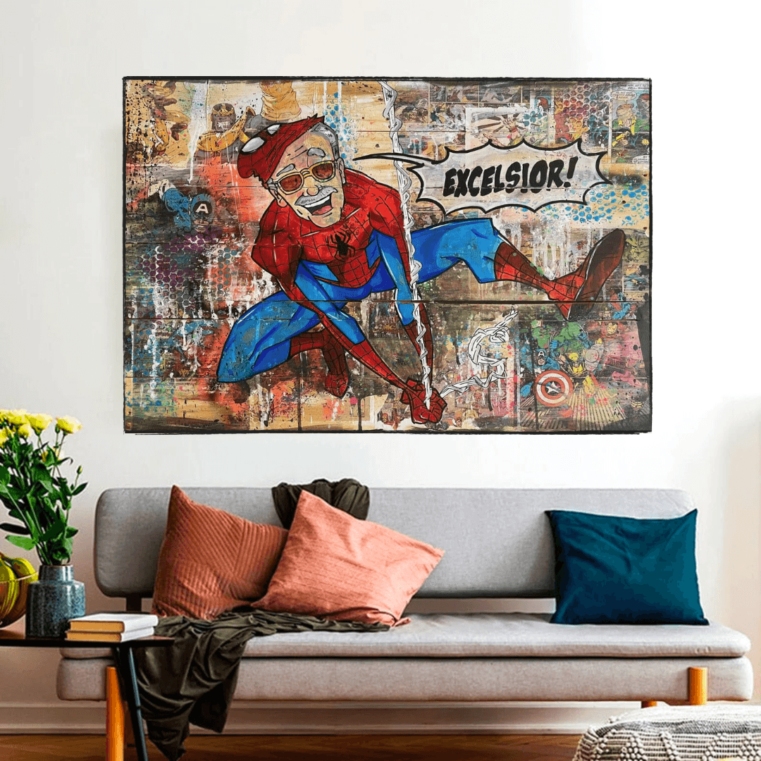 KFC Colonel Harland Sanders as Spiderman Canvas Wall Art-ChandeliersDecor