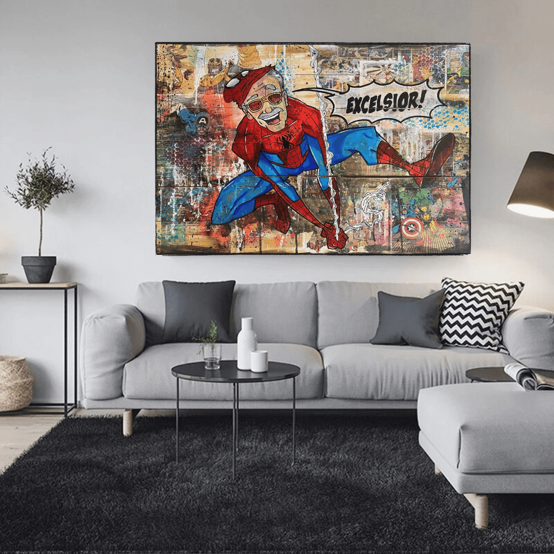 KFC Colonel Harland Sanders as Spiderman Canvas Wall Art-ChandeliersDecor