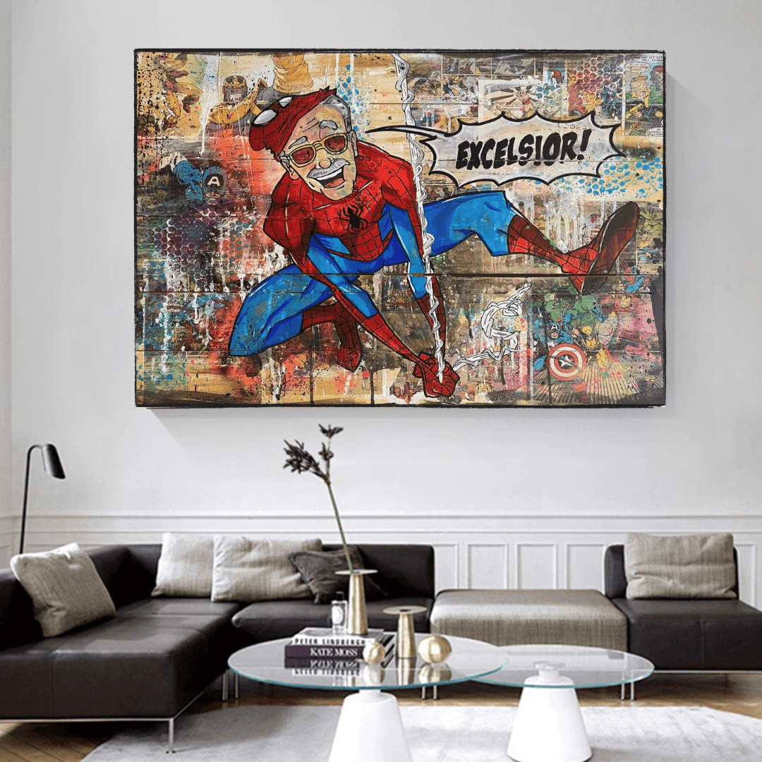 KFC Colonel Harland Sanders as Spiderman Canvas Wall Art-ChandeliersDecor