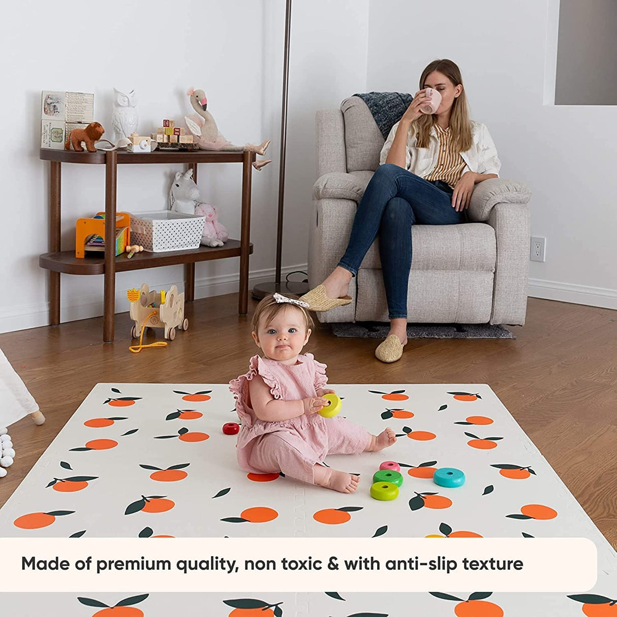 Kids Babies Oranges Play Mat Puzzle Tiles | Pack of 6 Tiles - 60x60cm per tile size-ChandeliersDecor