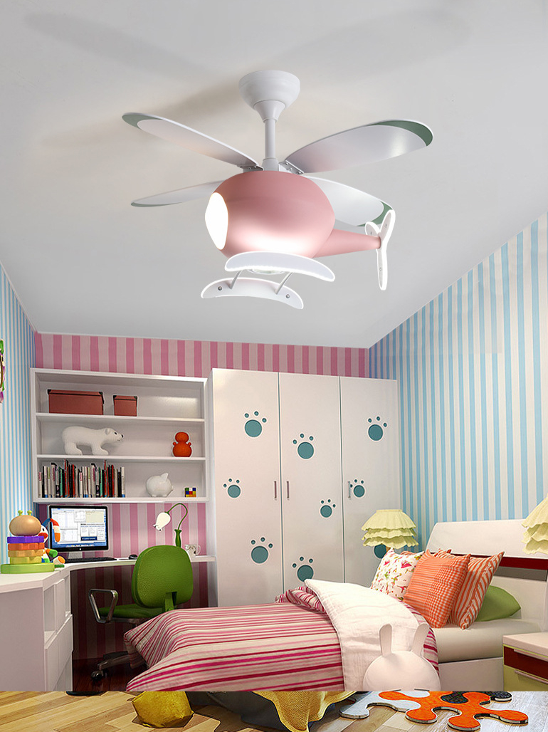 Kids' Nursery Helicopter Ceiling Light with Fan-ChandeliersDecor