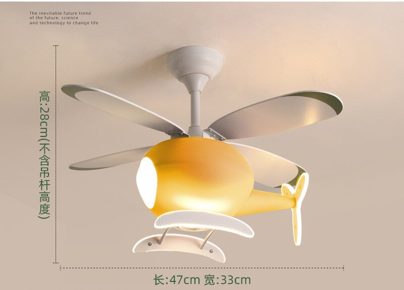 Kids' Nursery Helicopter Ceiling Light with Fan-ChandeliersDecor