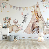 Kids Nursery Wallpaper: Woodland Camping Adventure-ChandeliersDecor