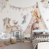 Kids Nursery Wallpaper: Woodland Camping Adventure-ChandeliersDecor