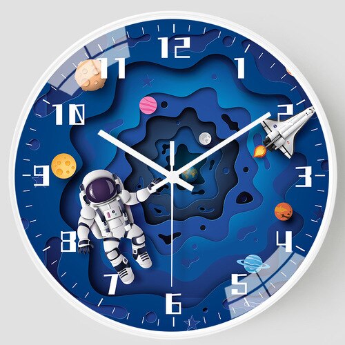 Astronauten-Weltraum-Wanduhr für Kinderzimmer