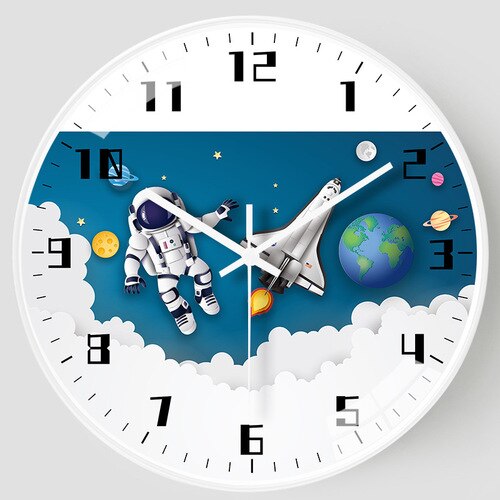 Astronauten-Weltraum-Wanduhr für Kinderzimmer