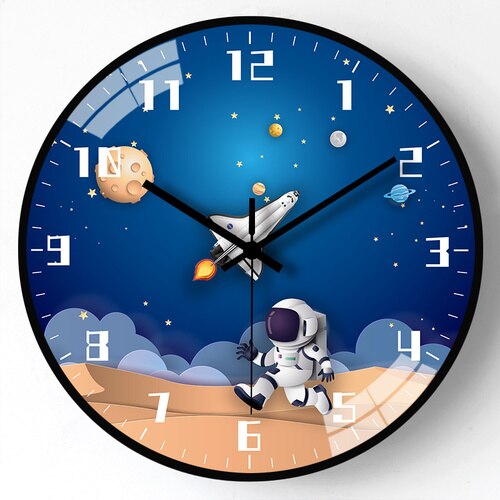 Kids Room Astronaut Space Wall Clock