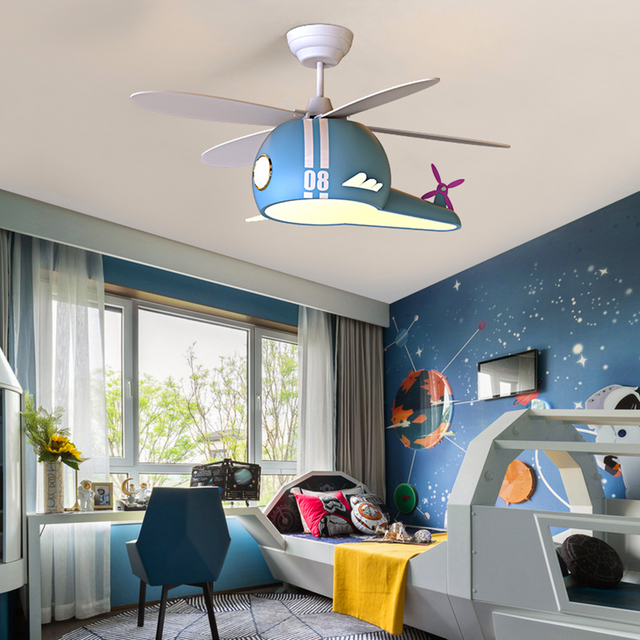 Kids Room Helicopter Ceiling Fan with Light - Art Deco Style-ChandeliersDecor