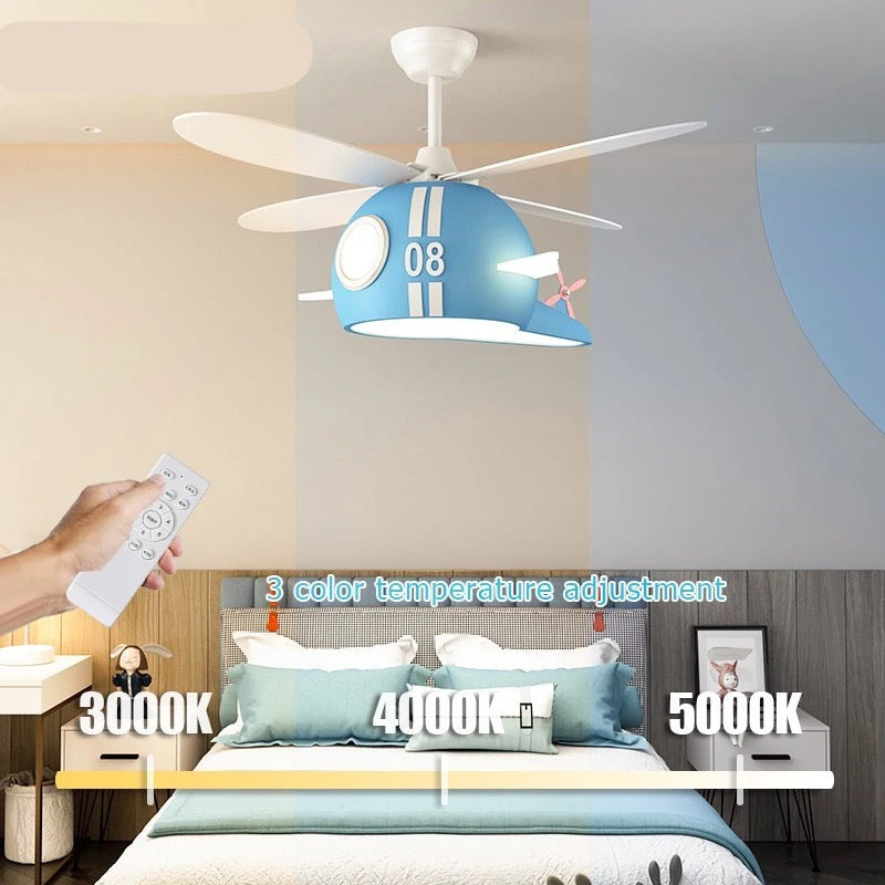 Kids Room Helicopter Ceiling Fan with Light - Art Deco Style-ChandeliersDecor