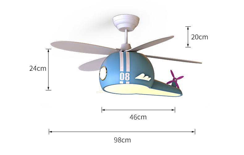 Kids Room Helicopter Ceiling Fan with Light - Art Deco Style-ChandeliersDecor