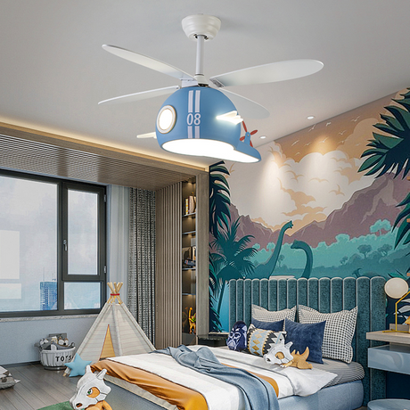 Kids Room Helicopter Ceiling Fan with Light - Art Deco Style-ChandeliersDecor