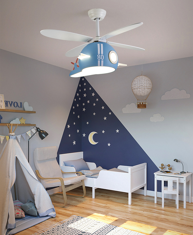 Kids Room Helicopter Ceiling Fan with Light - Art Deco Style-ChandeliersDecor