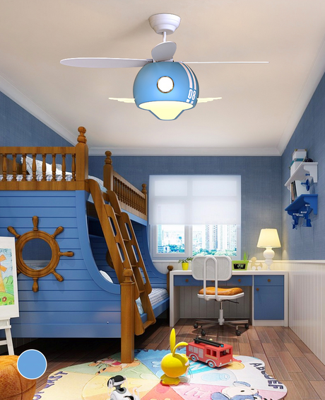 Kids Room Helicopter Ceiling Fan with Light - Art Deco Style-ChandeliersDecor