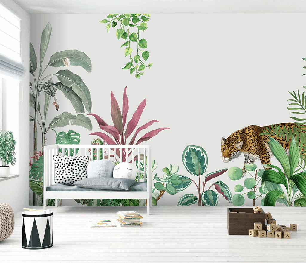 Kids Room Jungle Scene Wallpaper Murals-ChandeliersDecor.com