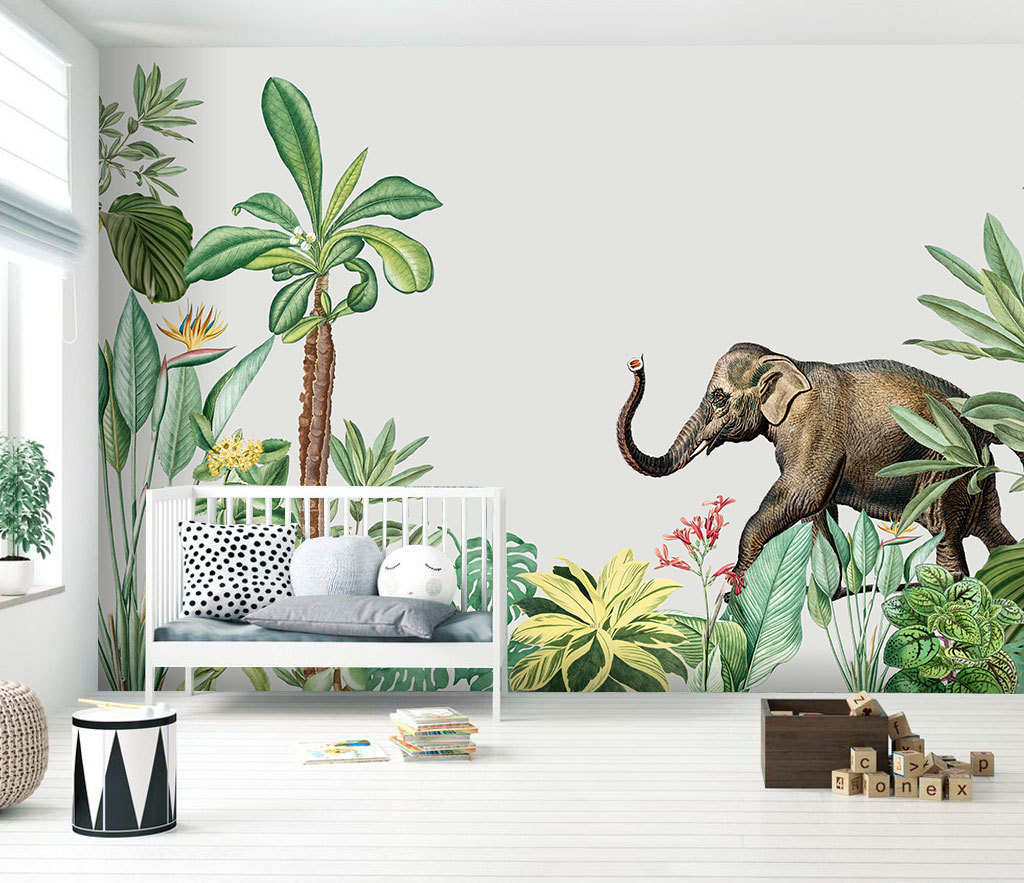 Kids Room Jungle Theme Wallpaper Murals-ChandeliersDecor