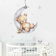 Teddy Bear Sleeping on the Moon Wall Decal | Rabbit on the Moon Wall Decal | Kids Room Baby Room Decoration Wall Decals