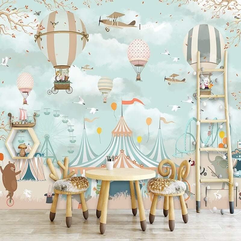 Kids Room Wall Decor - Animals Circus Wallpaper-ChandeliersDecor.com
