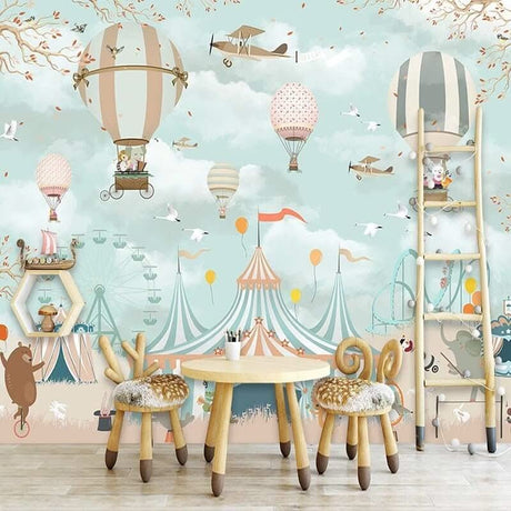 Kids Room Wall Decor - Animals Circus Wallpaper-ChandeliersDecor.com