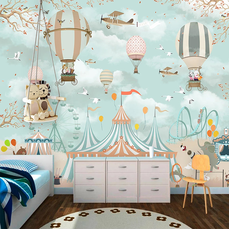Kids Room Wall Decor - Animals Circus Wallpaper-ChandeliersDecor