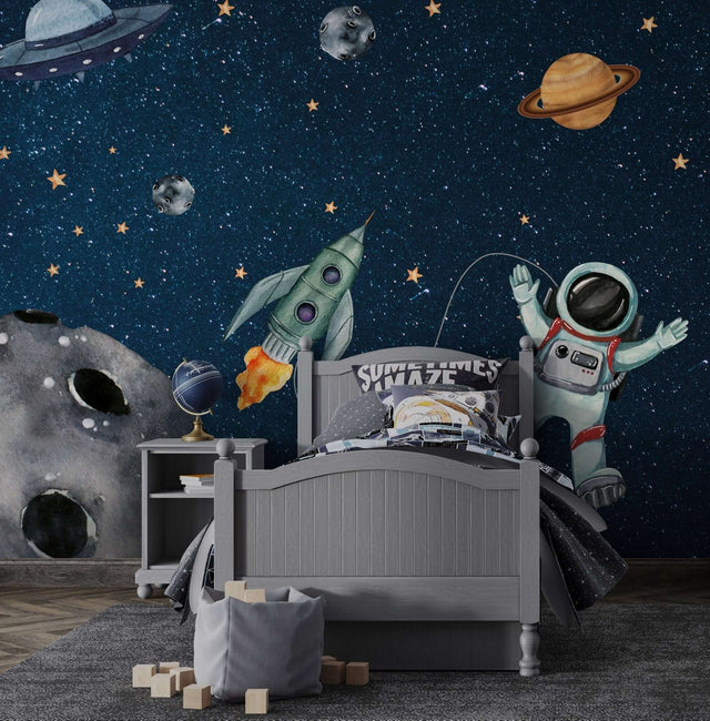 Kids Room Wallpaper Mural - Astronaut Adventure-ChandeliersDecor.com