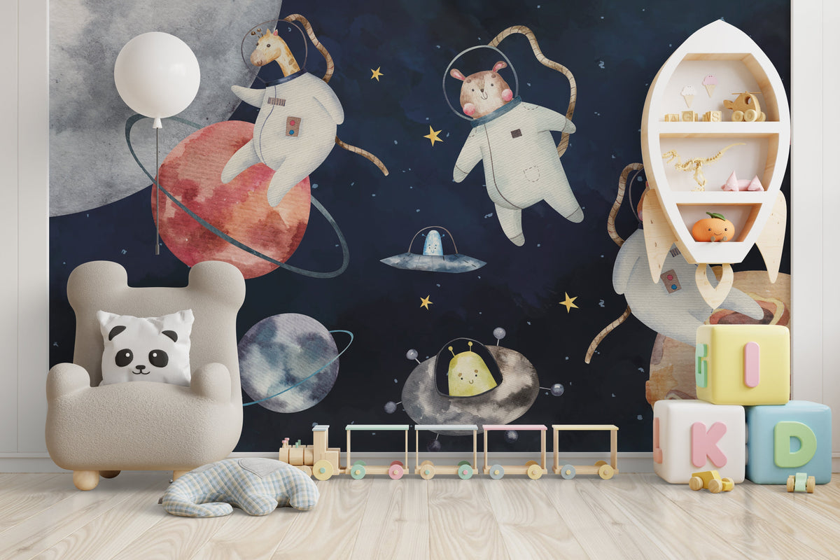 Kids Room Wallpaper Mural: Astronauts Collection-ChandeliersDecor